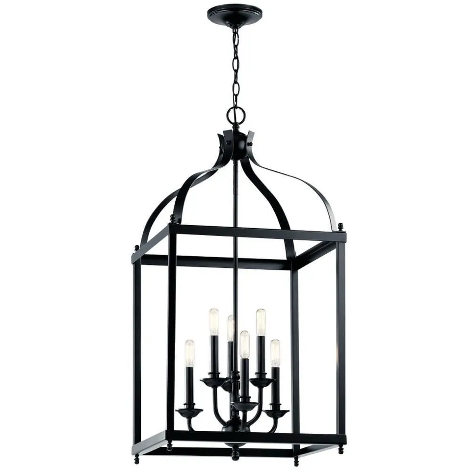 kichler-larkin-42568bk-6-light-pendant-chandelier-black image 1