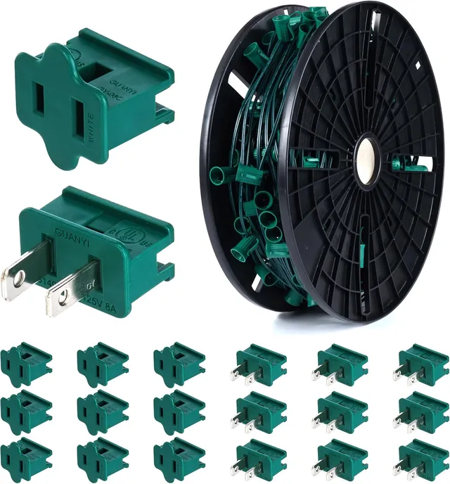 brightown-commercial-c9-e17-christmas-light-sockets-spool-250ft-12-spacing-green image 1