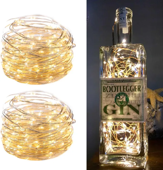 brightown-2-pack-33ft-100-leds-plug-in-silver-wire-firefly-fairy-lights-adaptor- image 1