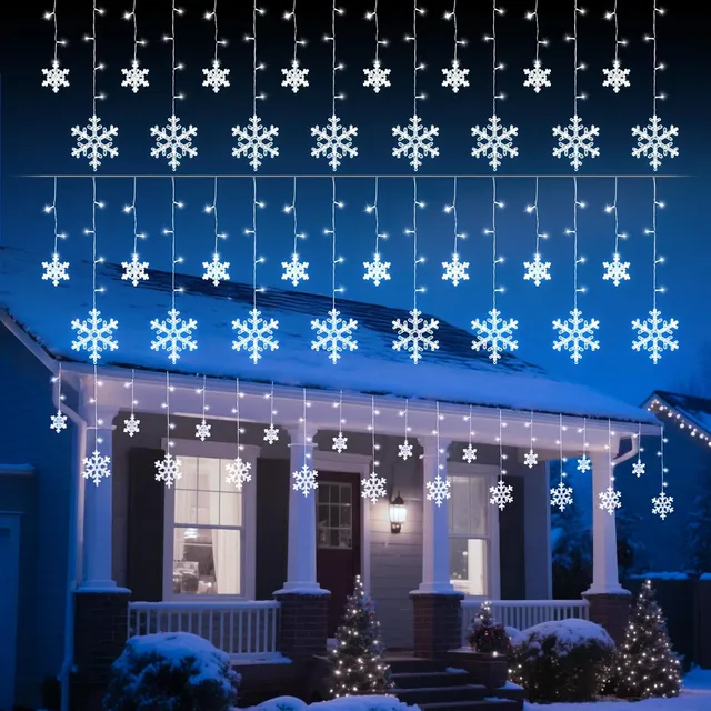 brightown-13ft-192-led-snowflake-icicle-lights-with-16-drops-12-modes-for-christ image 1