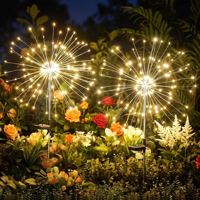 brightown-2-pack-150-led-firework-solar-powered-stake-lights-for-garden-yard-pat image 1