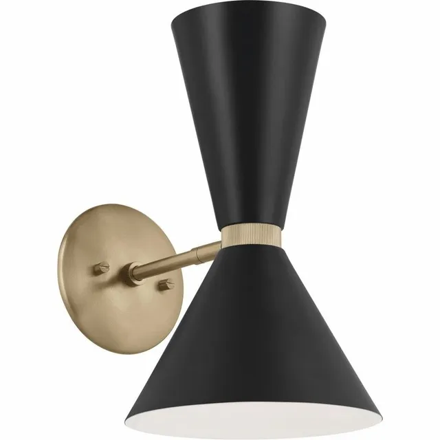 kichler-phix-13-5-2-light-wall-sconce-champagne-bronze-with-black-pivoting-shade image 1