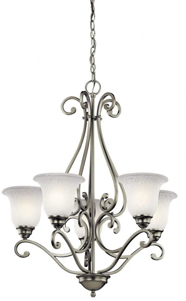 kichler-camerena-31-25-5-light-chandelier-brushed-nickel-with-white-scavo-glass- image 1