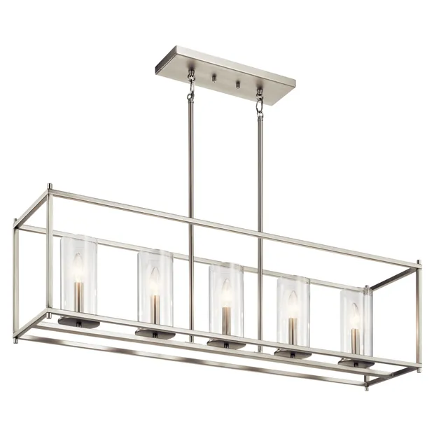 kichler-crosby-43995ni-5-light-linear-chandelier-brushed-nickel-41-25-with-clear image 1