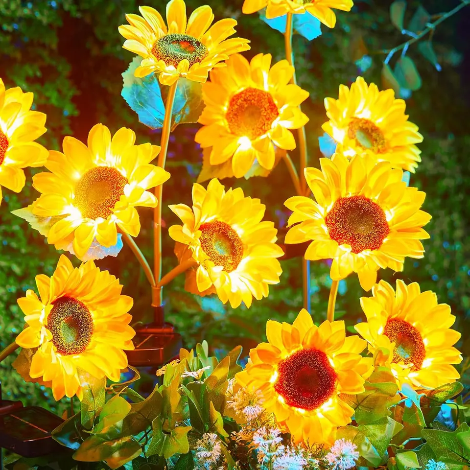 brightown-4-pack-realistic-sunflowers-solar-powered-garden-pathway-lights-for-ya image 1