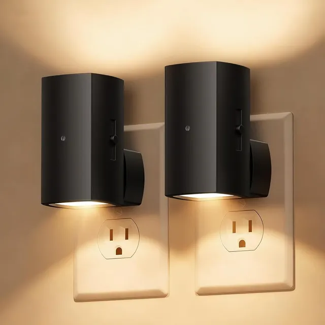 brightown-2-pack-plug-in-night-lights-with-light-sensor-and-dimmable-warm-white image 1