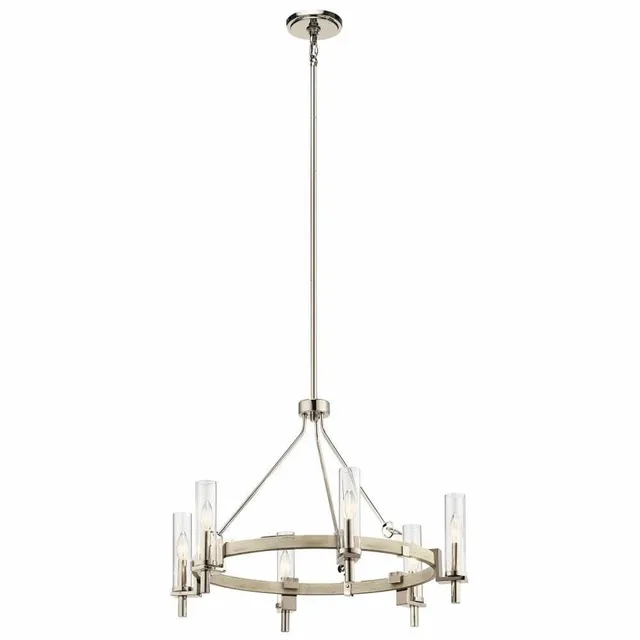 kichler-telan-44284www-transitional-six-light-chandelier-in-white-washed-wood-fi image 1