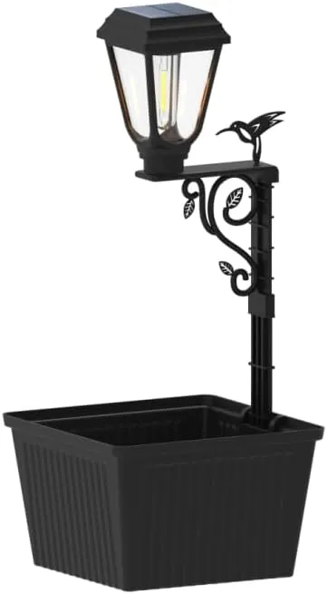 brightown-2-in-1-solar-powered-post-warm-bulb-lamp-with-planter-for-garden-patio image 1