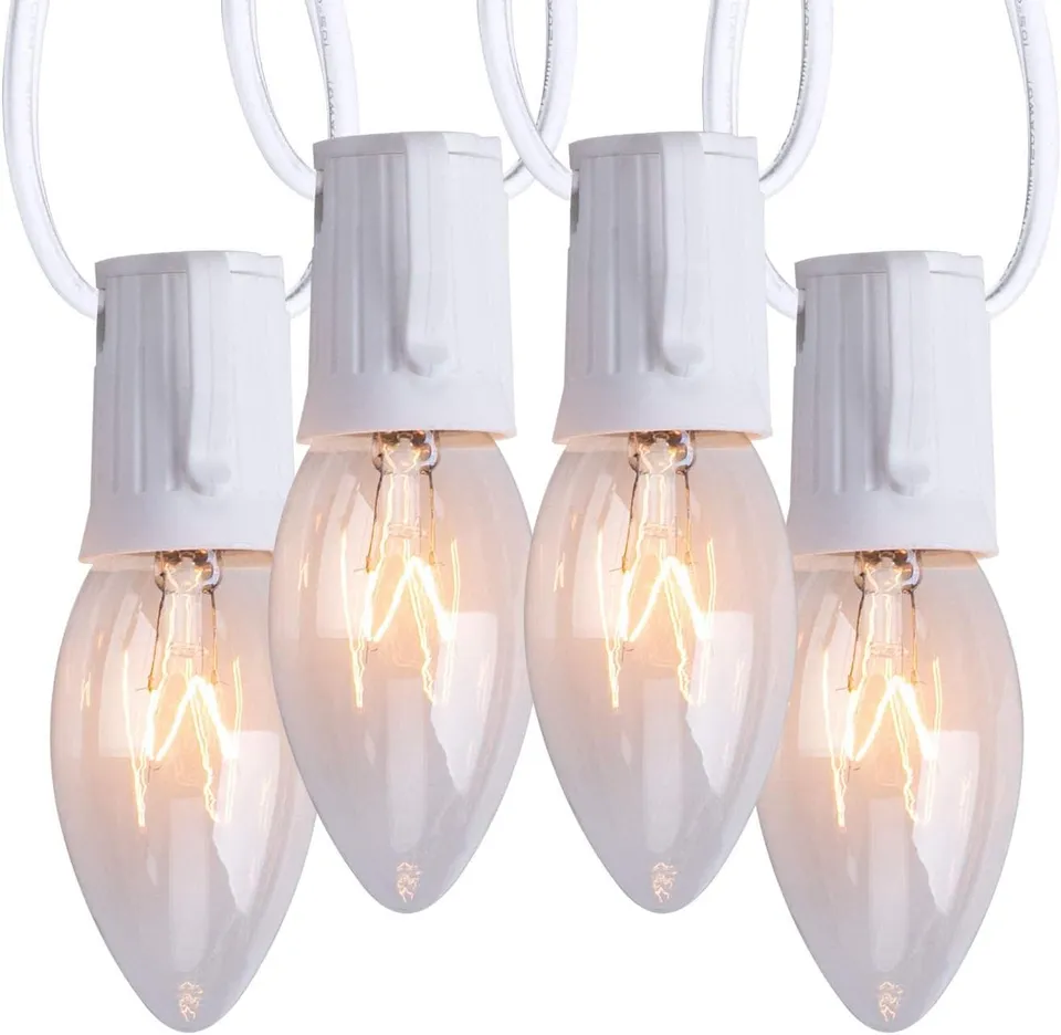 brightown-25ft-plug-in-c9-led-string-lights-25-warm-white-bulbs-white-wire-conne image 1