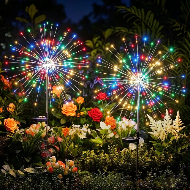brightown-2-pack-180-led-firework-solar-stake-lights-red-yellow-blue-green-8-mod image 1