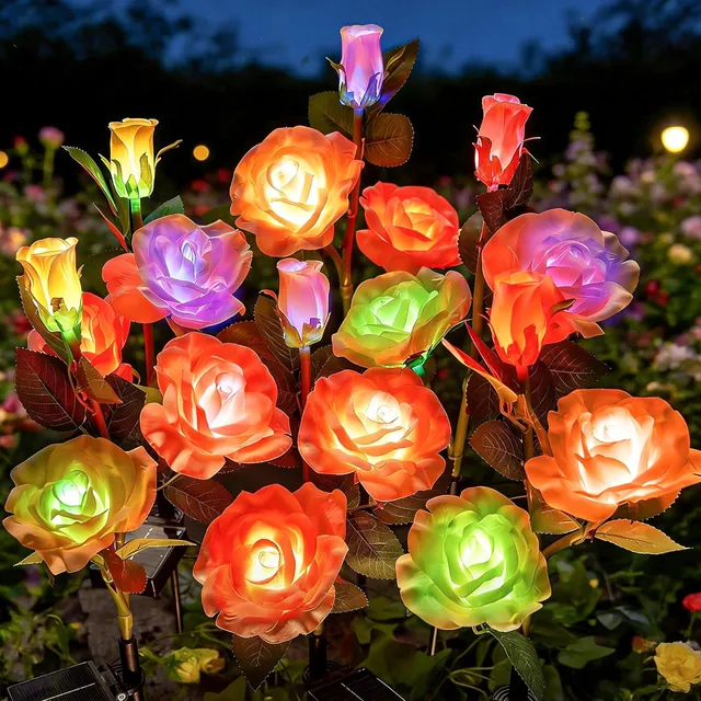 brightown-4-pack-solar-powered-realistic-rose-flower-garden-pathway-lights-7-col image 1