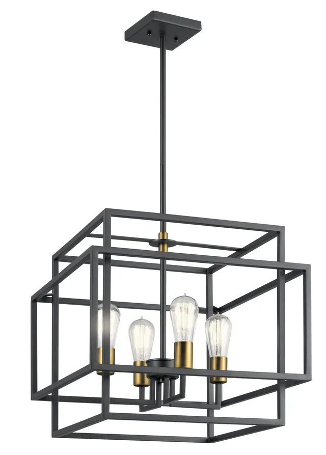 kichler-taubert-16-5-4-light-pendant-light-black-with-natural-brass image 1