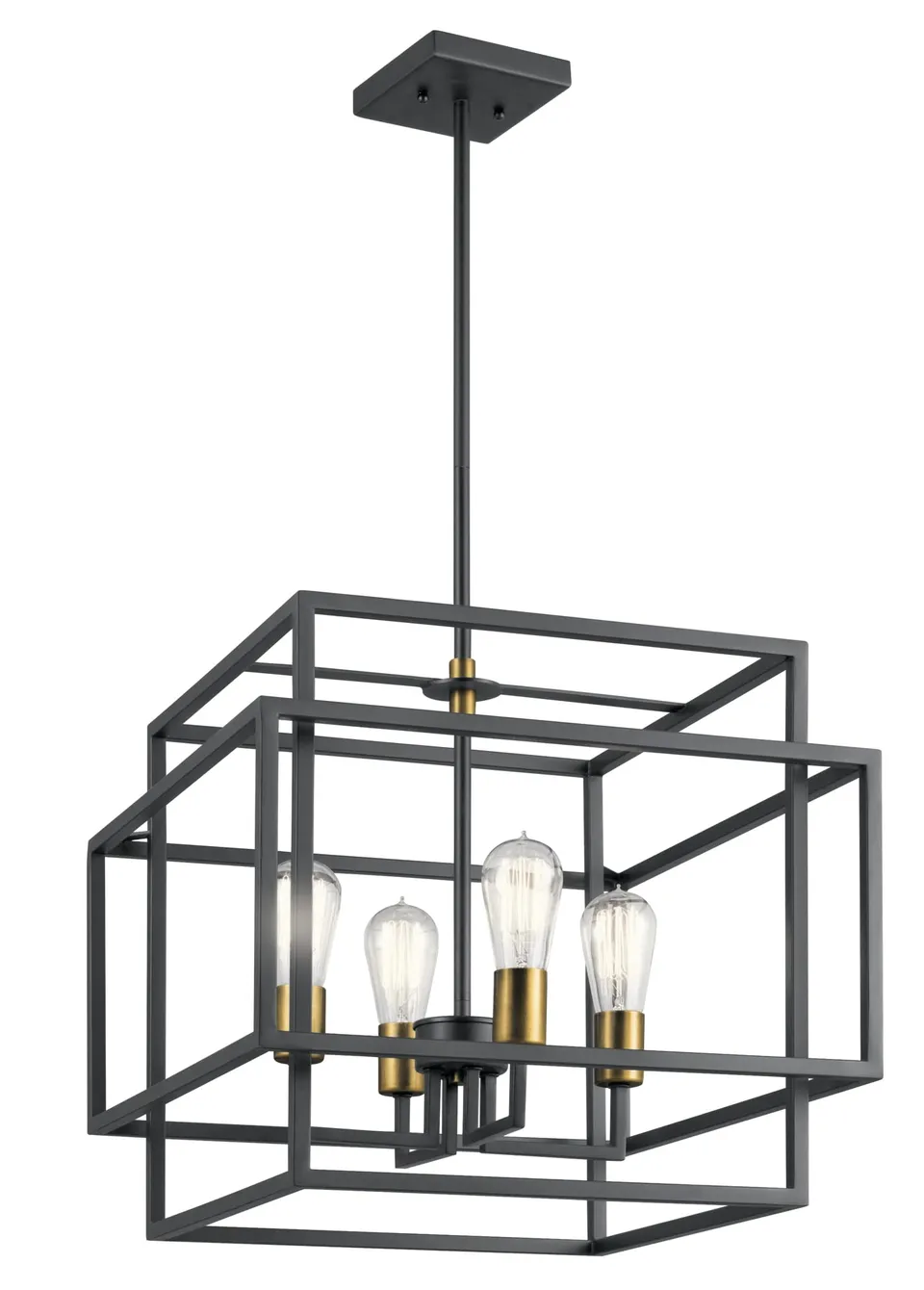 kichler-taubert-16-5-4-light-pendant-light-black-with-natural-brass image 1