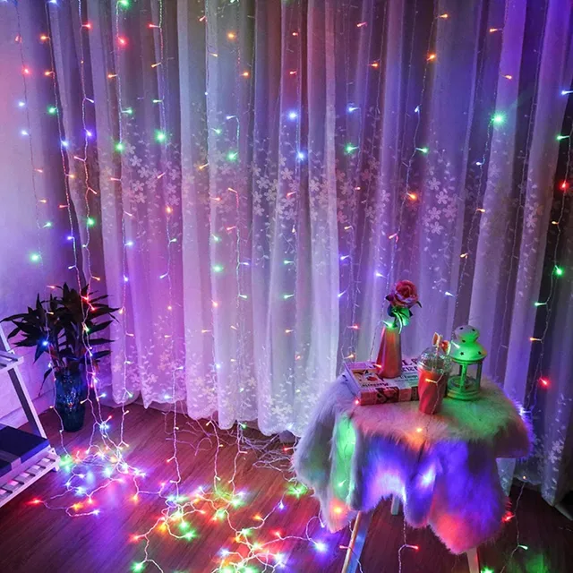 brightown-9-8-ft-300-led-curtain-string-lights-with-remote-multicolor-8-modes image 1