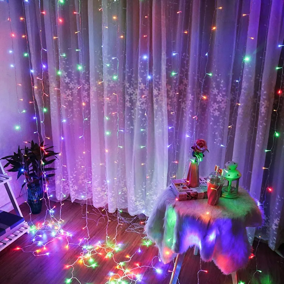 brightown-9-8-ft-300-led-curtain-string-lights-with-remote-multicolor-8-modes image 1