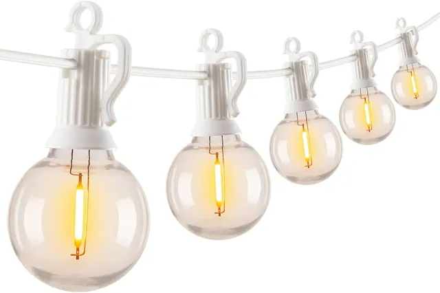 brightown-29ft-plug-in-g40-led-string-lights-12-bulbs-e12-base-white-wire-patio- image 1