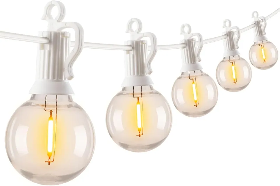 brightown-29ft-plug-in-g40-led-string-lights-12-bulbs-e12-base-white-wire-patio- image 1