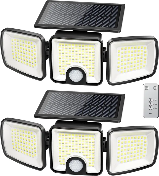 brightown-223-led-solar-security-flood-lights-with-motion-sensor-2-pack-3-modes image 1