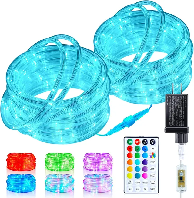brightown-66ft-plug-in-200-led-18-color-changing-outdoor-string-lights-with-remo image 1