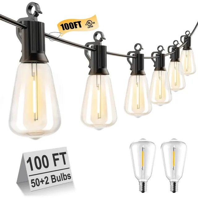 brightown-100ft-plug-in-st38-led-patio-lights-50-2-shatterproof-bulbs-dimmable-i image 1