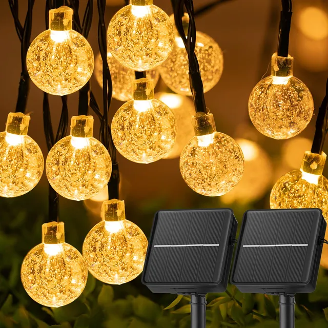 brightown-2-pack-solar-powered-crystal-globe-string-lights-60-led-each-36-5-ft-e image 1