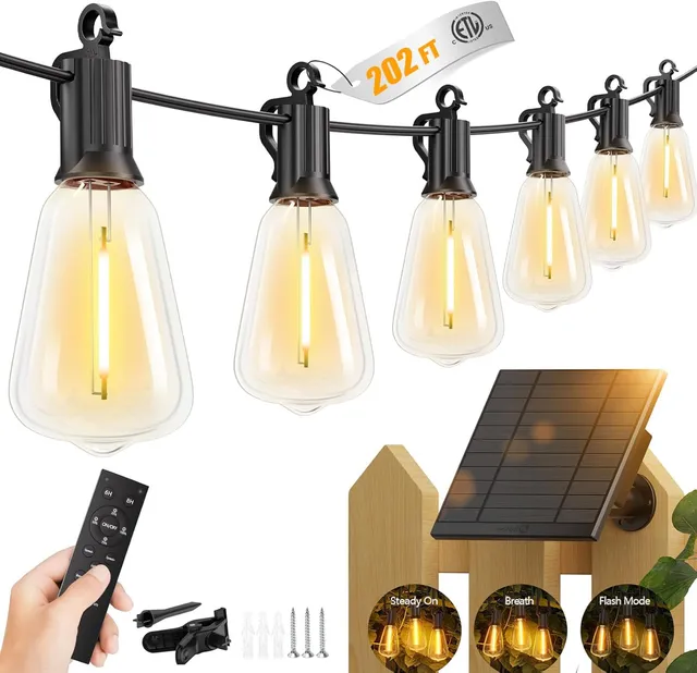 brightown-202ft-65-2-solar-powered-shatterproof-edison-led-string-lights-with-re image 1