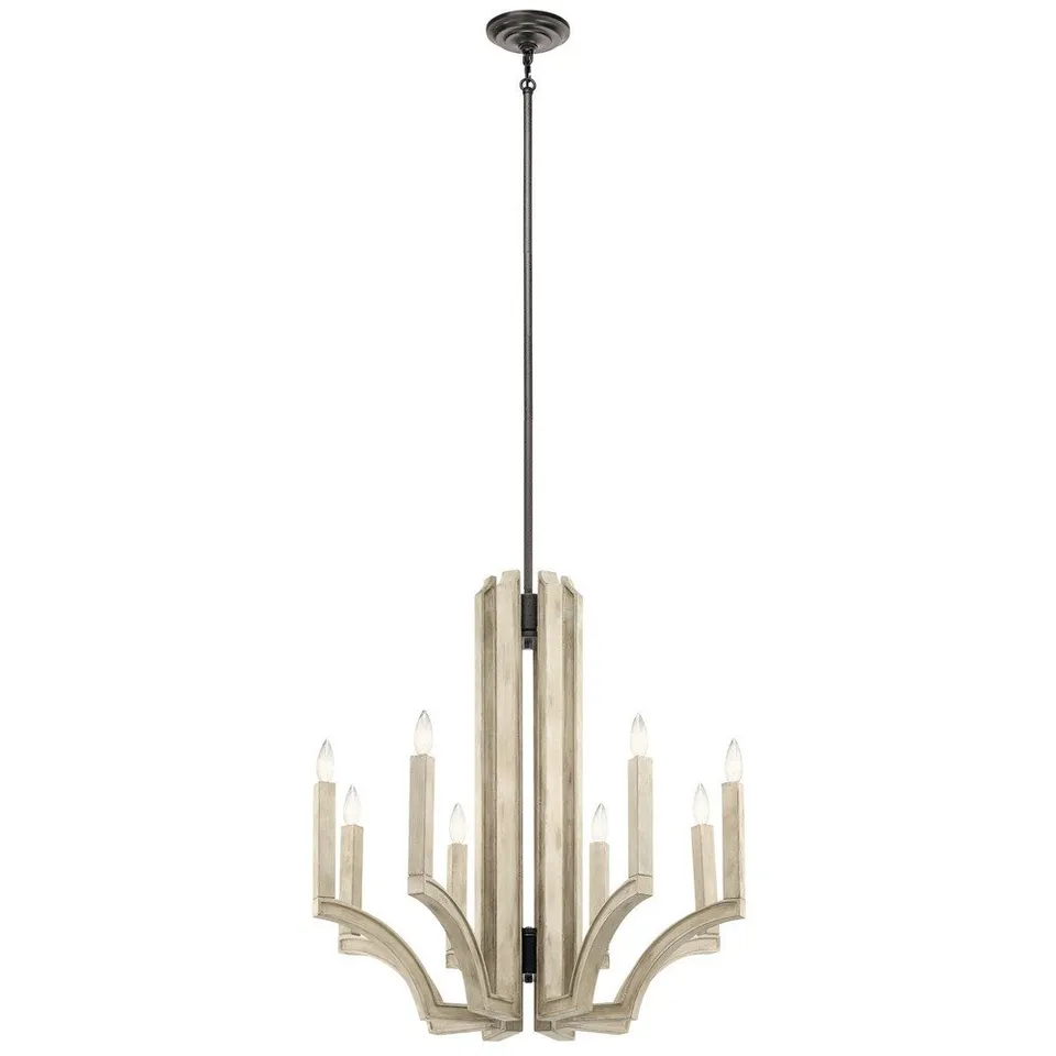 kichler-botanica-44261avi-8-light-chandelier-white-washed-faux-wood-anvil-iron-4 image 1
