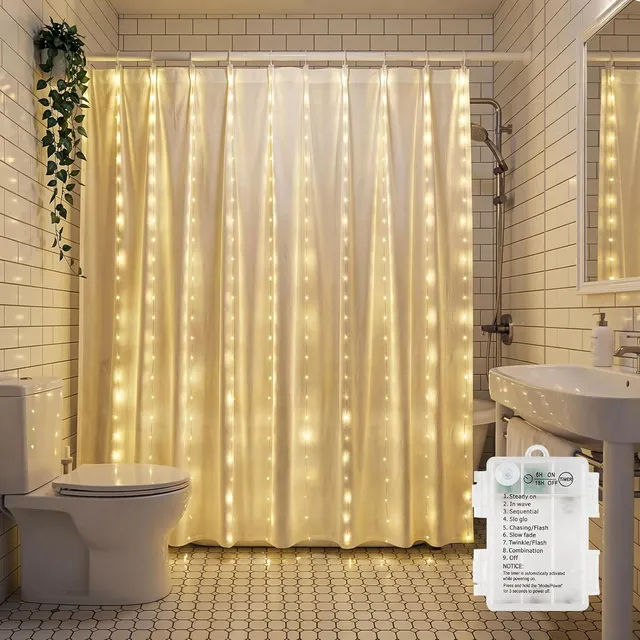 brightown-70-inch-180-led-battery-operated-shower-curtain-lights-no-curtain image 1