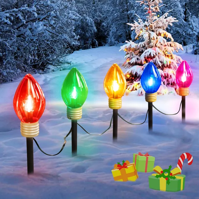 brightown-christmas-jumbo-c9-pathway-lights-with-c7-incandescent-bulbs-green-wir image 1