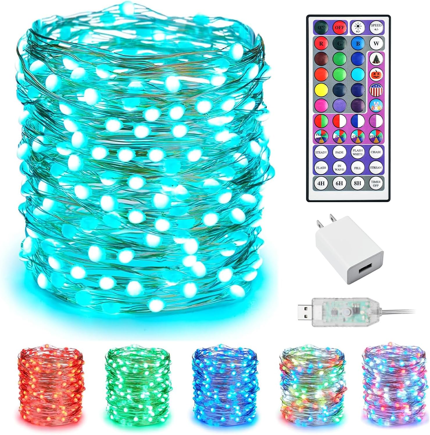brightown-66ft-200-led-usb-silver-wire-fairy-lights-with-remote-24-colors-16-mod image 1
