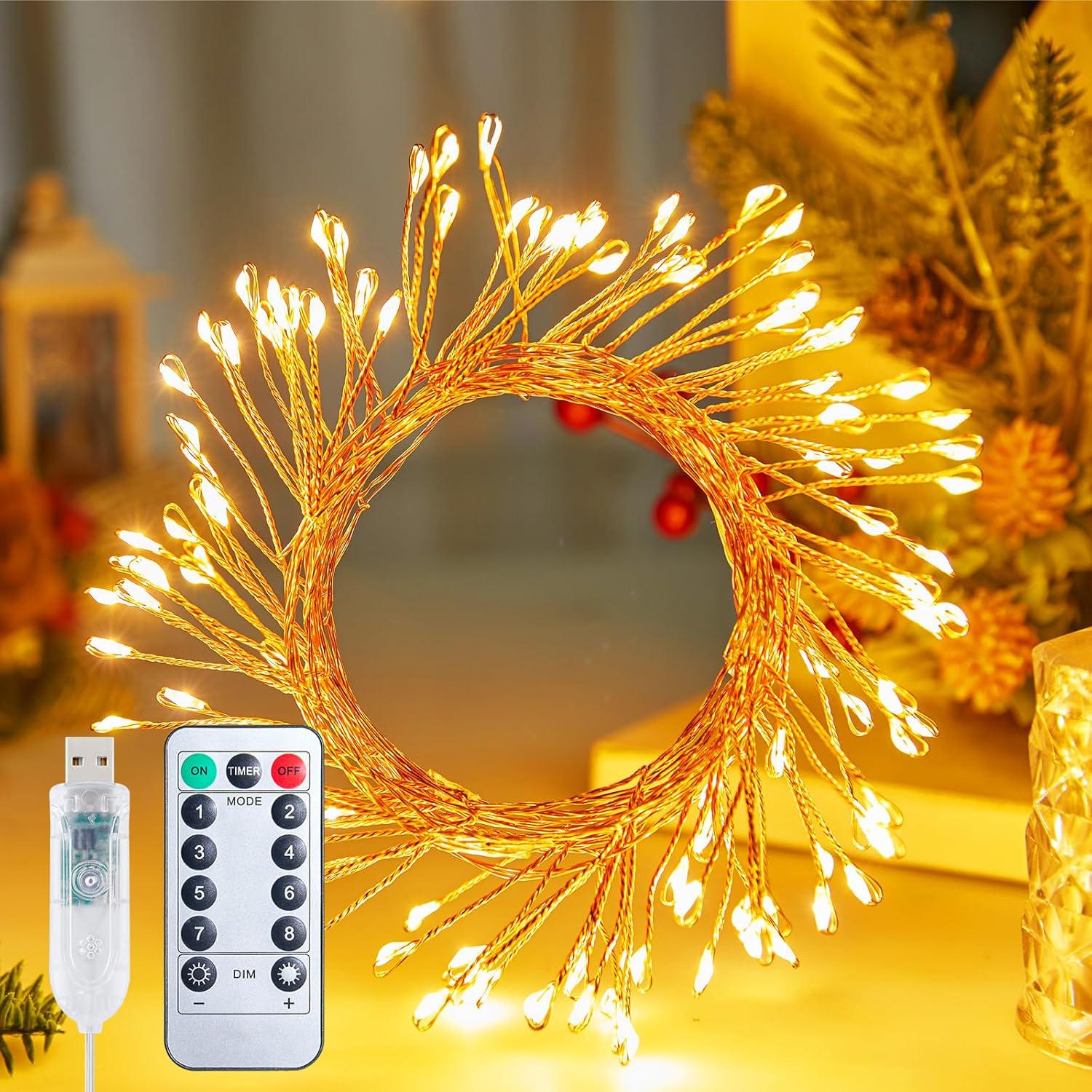 brightown-5ft-usb-twinkle-string-lights-100-leds-with-remote-timer image 2