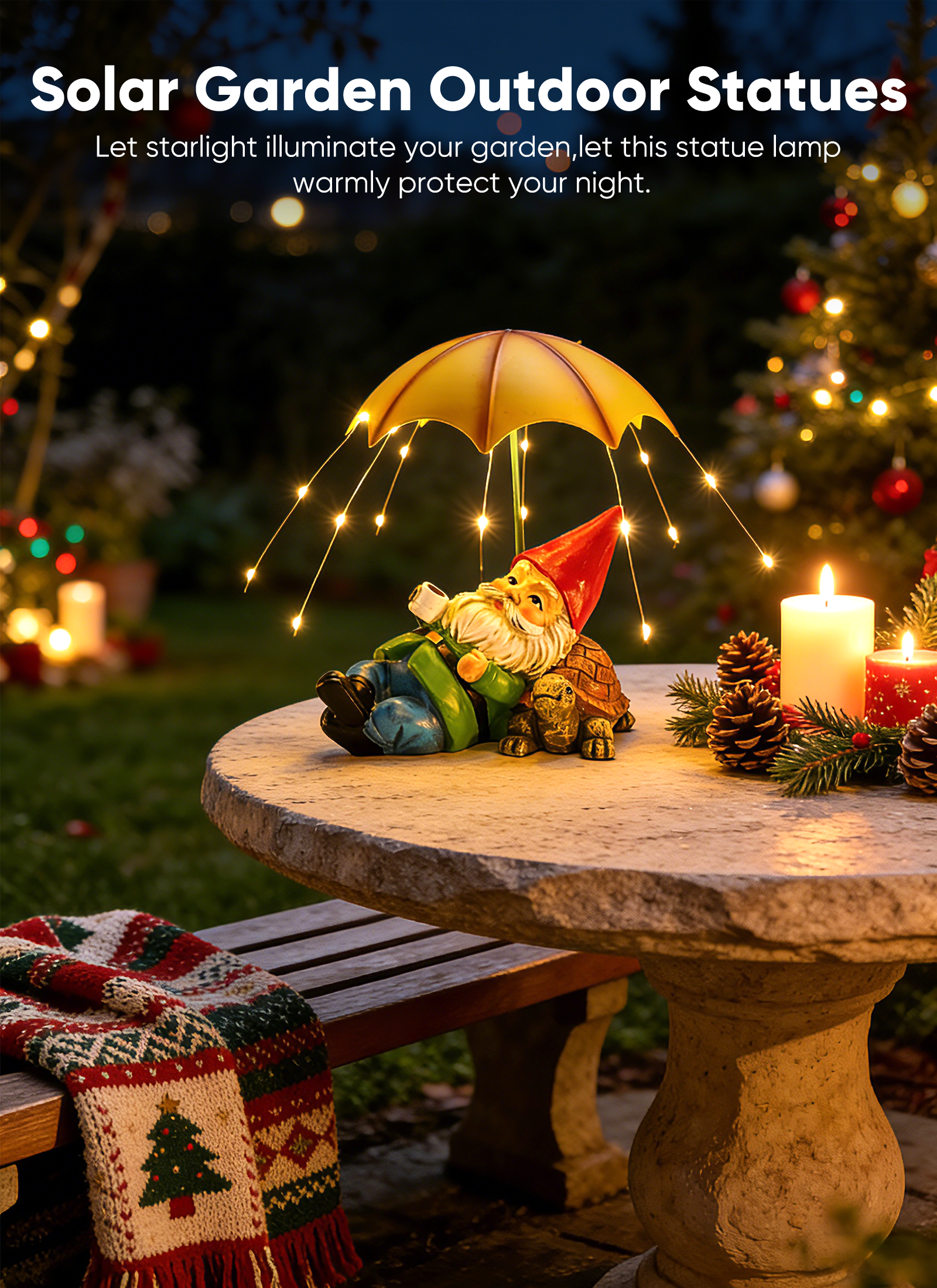 brightown-solar-gnome-statue-with-32-led-lights-waterproof-garden-decor-auto-on- image 2