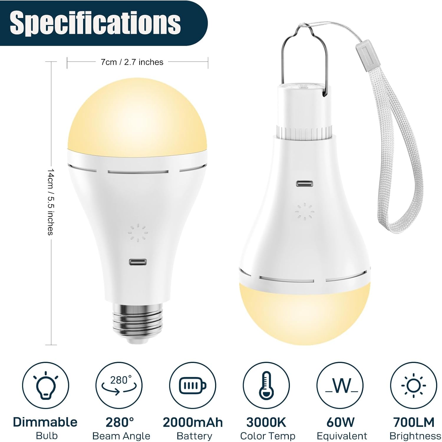 brightown-a70-usb-rechargeable-emergency-light-bulb-2-pack-700lm-remote-control image 5