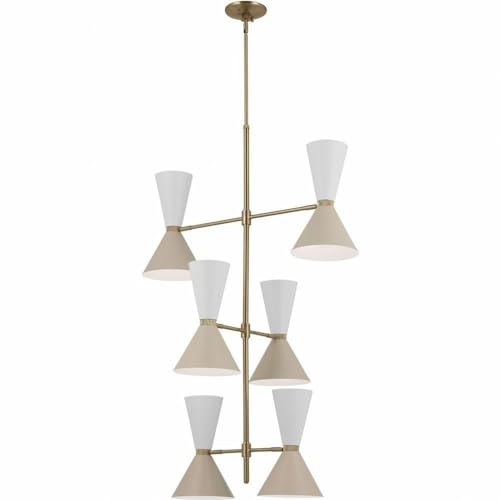 kichler-phix-12-light-foyer-chandelier-in-champagne-bronze-with-greige-and-white image 6