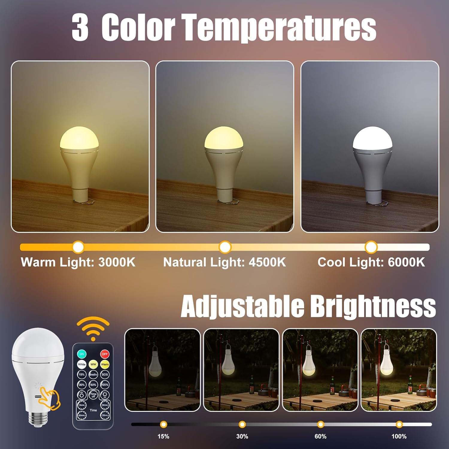 brightown-a70-usb-rechargeable-emergency-light-bulb-2-pack-700lm-remote-control image 6