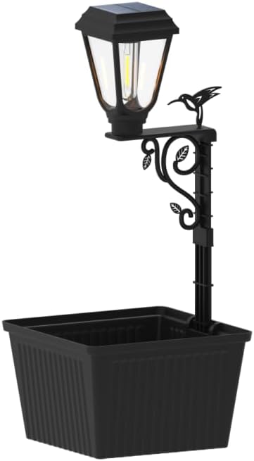 brightown-2-in-1-solar-powered-post-warm-bulb-lamp-with-planter-for-garden-patio image 1