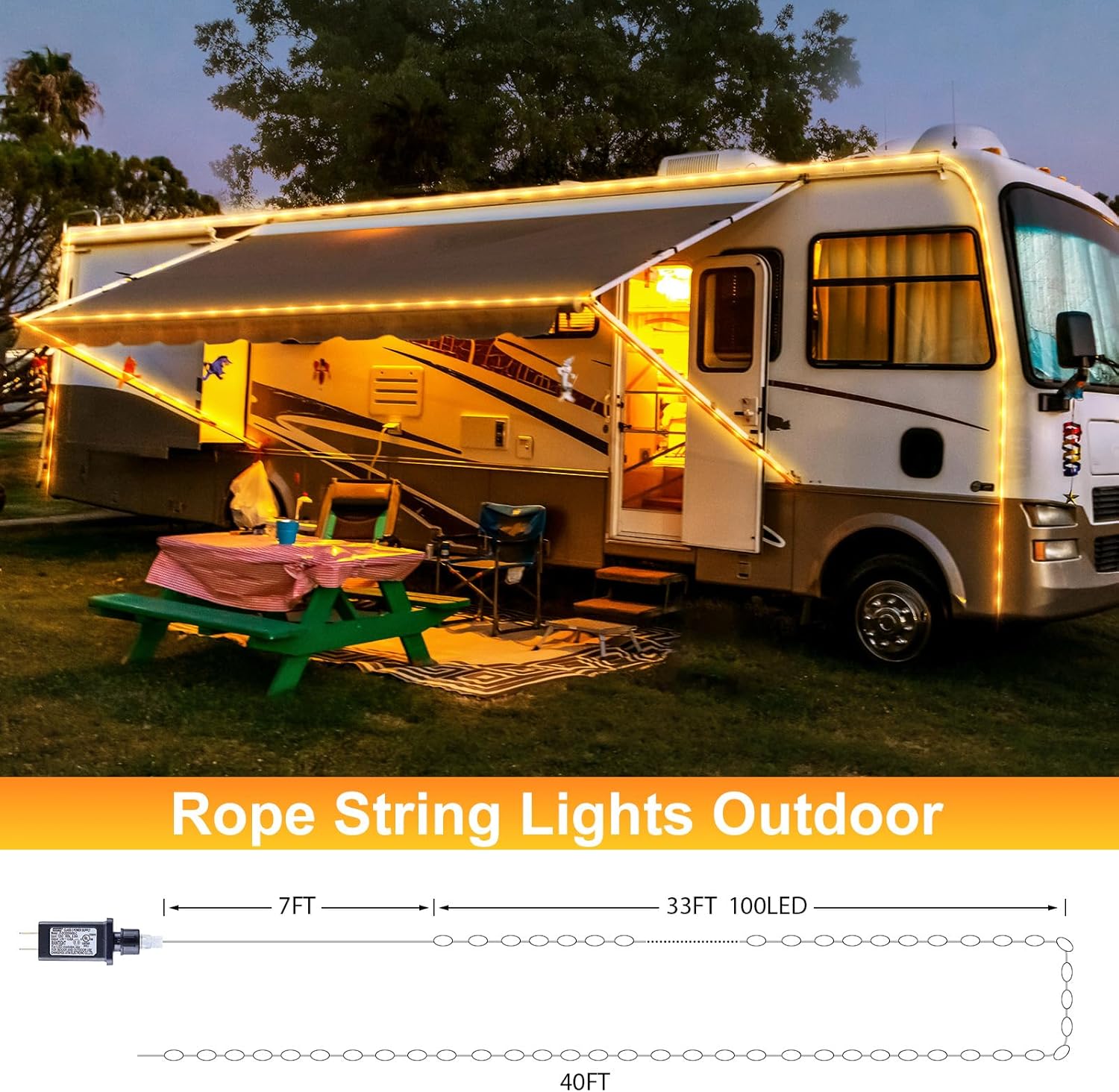 brightown-33ft-plug-in-100-led-rope-lights-for-indoor-outdoor-warm-white-cuttabl image 5