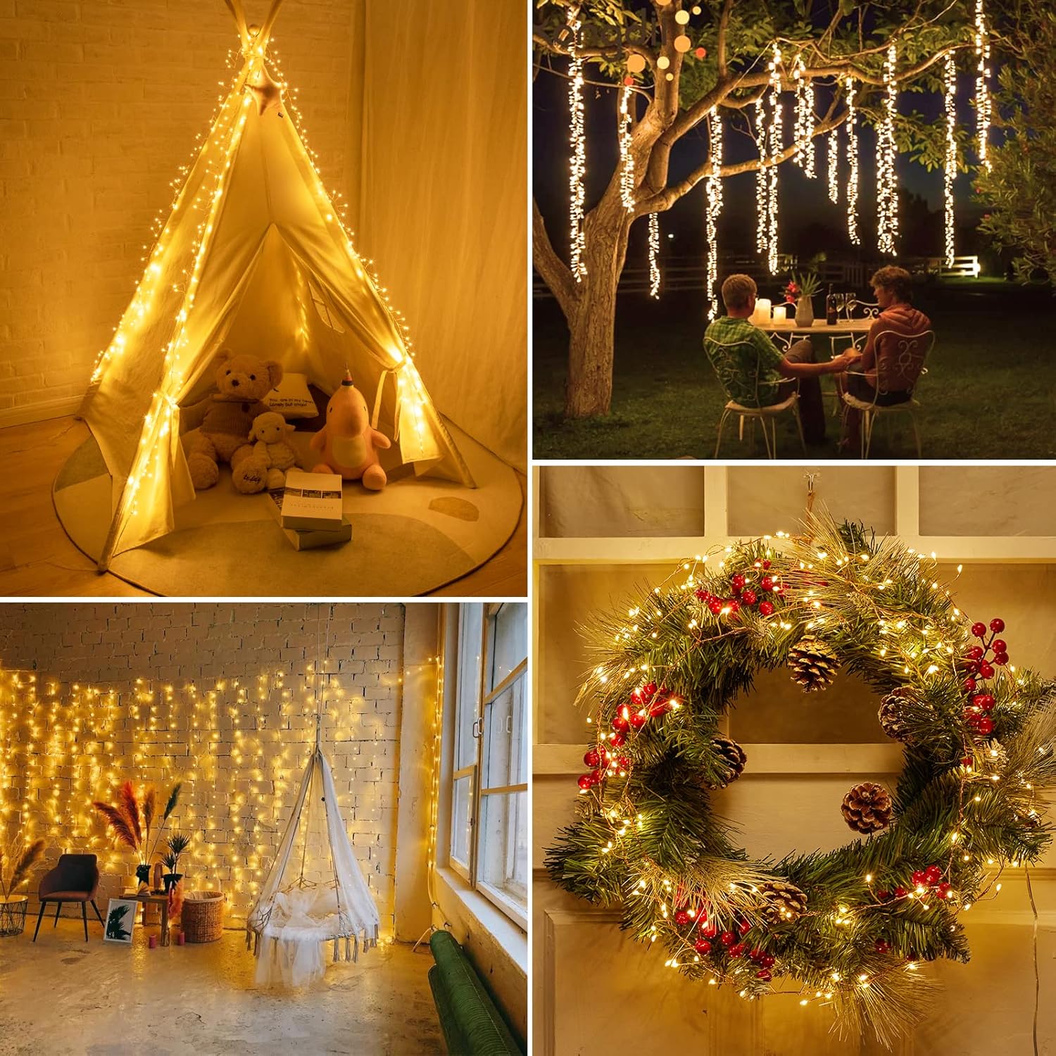 brightown-10ft-200led-firecracker-cluster-string-lights-with-8-modes-warm-white image 6