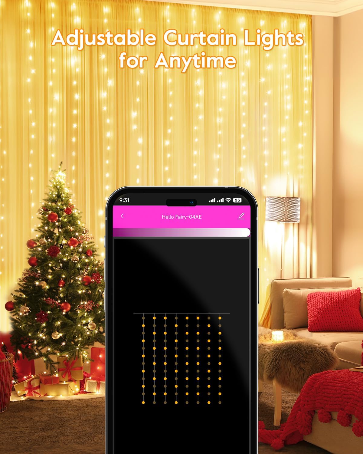 brightown-9-8ft-smart-curtain-lights-with-app-remote-control-300-leds-8-modes-us image 4