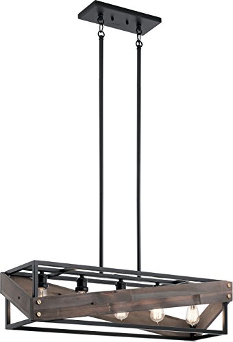 kichler-fulton-cross-5-light-linear-chandelier-black-with-reclaimed-wood image 6