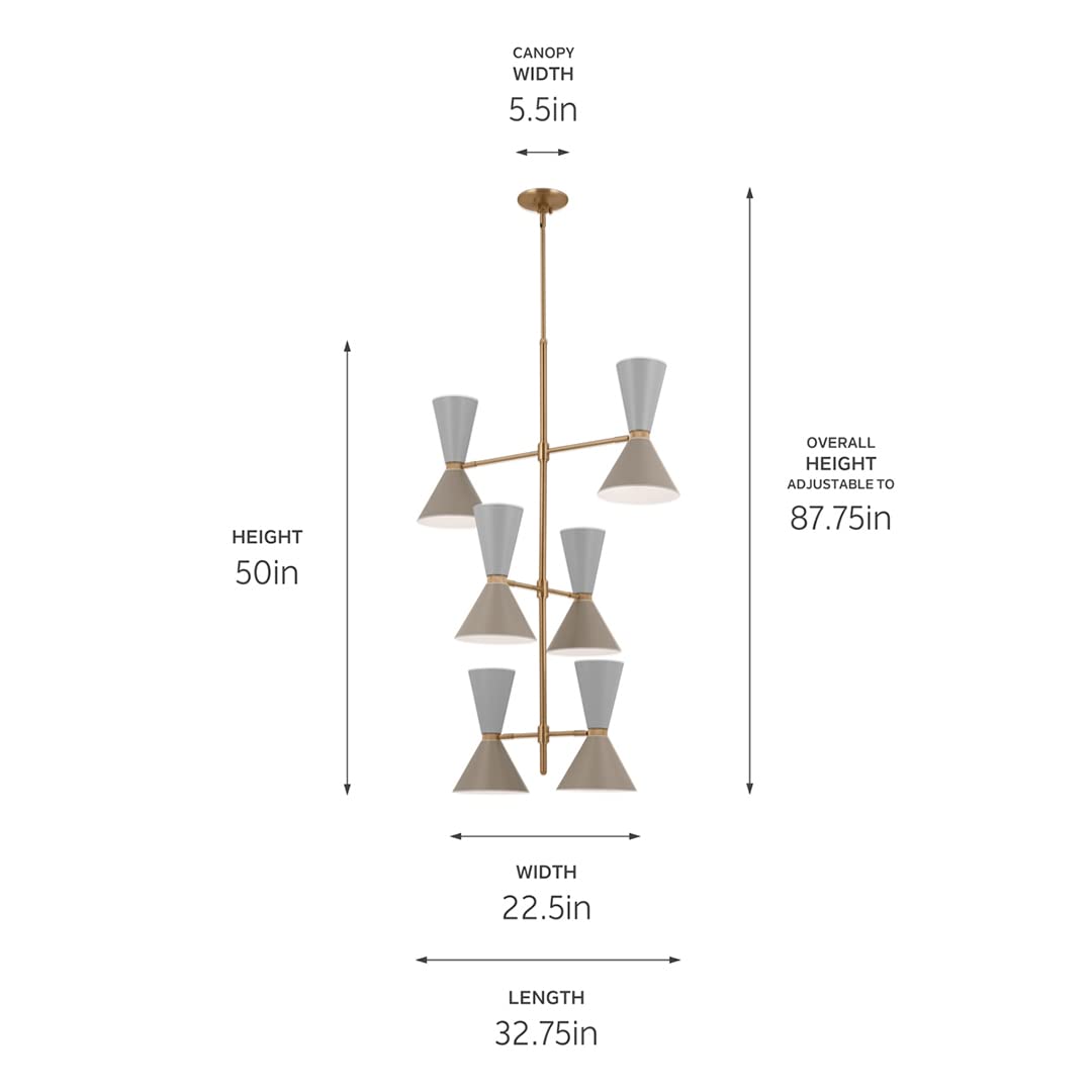 kichler-phix-12-light-foyer-chandelier-in-champagne-bronze-with-greige-and-white image 3