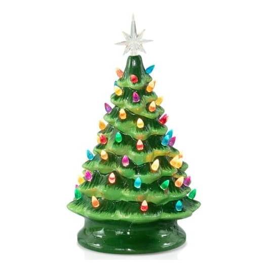 brightown-13-inch-battery-operated-ceramic-christmas-tree-with-multicolored-led- image 1