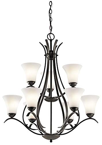 kichler-keiran-33-25-9-light-chandelier-olde-bronze-finish-with-satin-etched-whi image 2