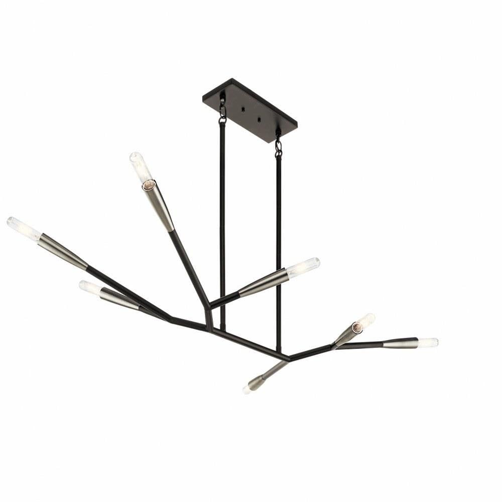 kichler-branches-43795bk-7-light-linear-chandelier-black-with-antique-pewter-acc image 1