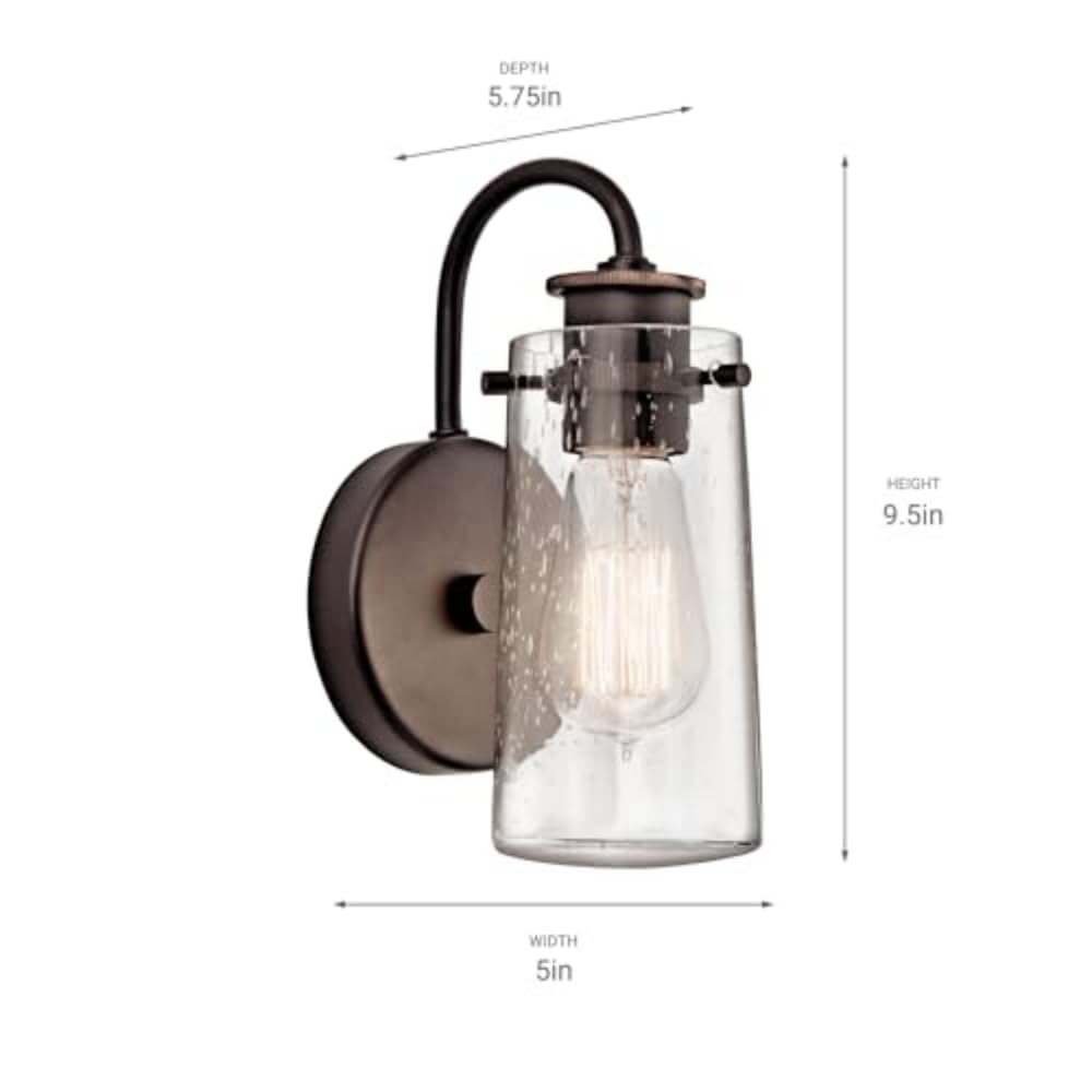 kichler-braelyn-1-light-wall-sconce-olde-bronze-clear-seeded-glass-45457oz image 2