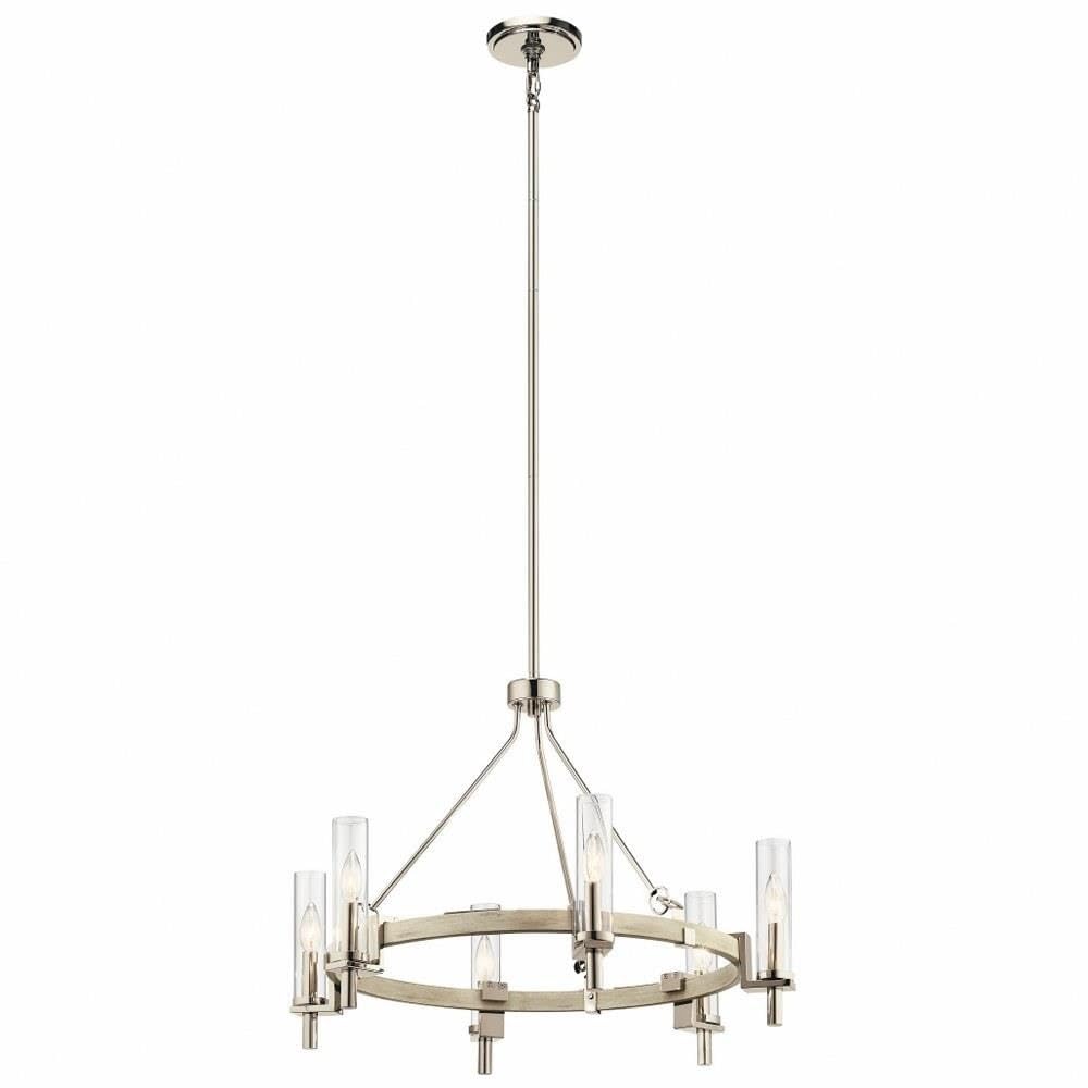 kichler-telan-44284www-transitional-six-light-chandelier-in-white-washed-wood-fi image 1