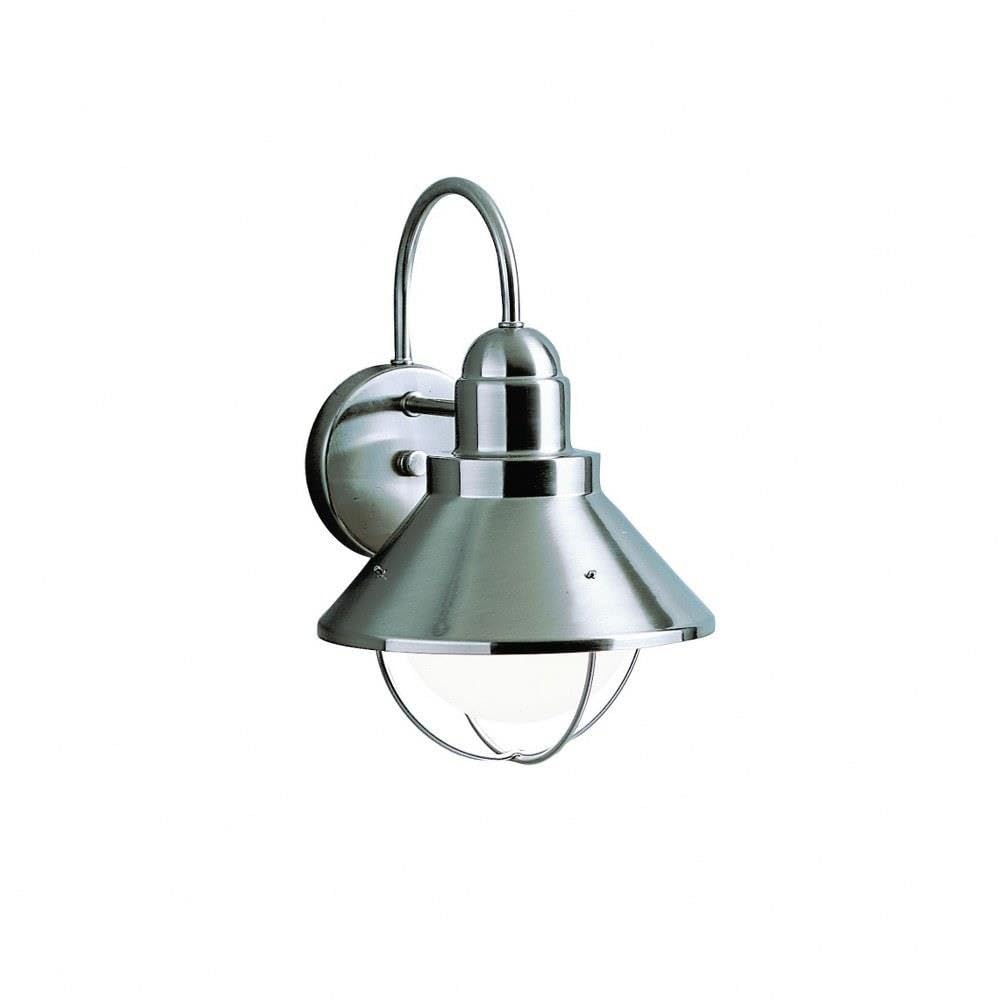 kichler-seaside-9023ni-outdoor-wall-light-brushed-nickel-14-25-with-glass-globe- image 1