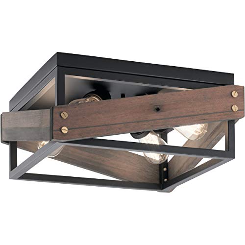 kichler-44224bk-fulton-cross-four-light-flush-mount-black-finish-steel-construct image 5
