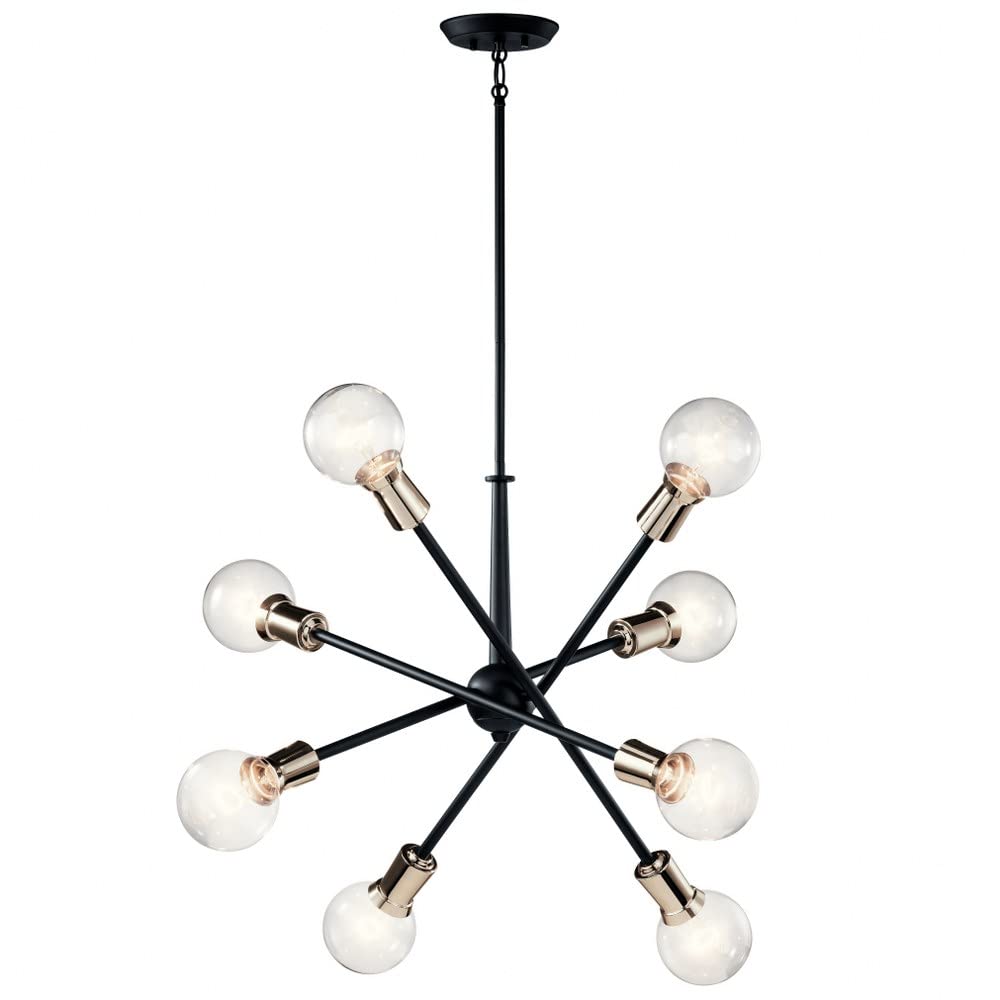 kichler-armstrong-26-inch-8-light-sputnik-chandelier-black-adjustable-arms-model image 6