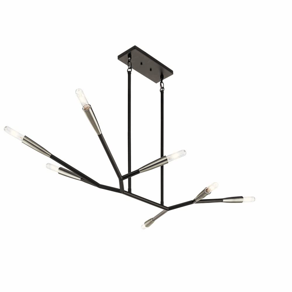 kichler-branches-43795bk-7-light-linear-chandelier-black-with-antique-pewter-acc image 5